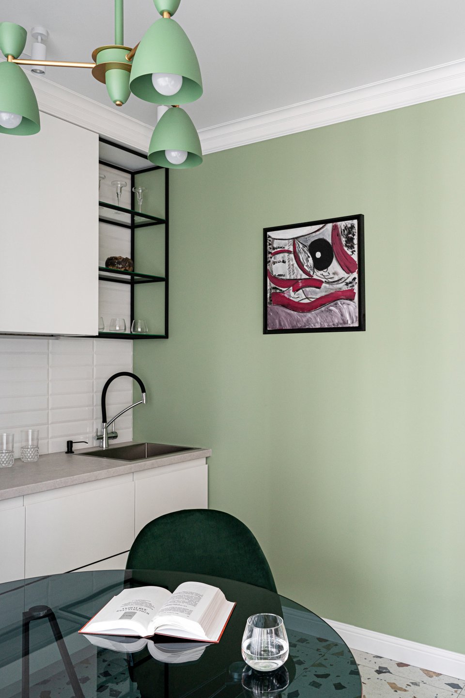cuisine sol terrazzo murs verts studio 38m2 cuisine sol terrazzo murs verts studio 38m2