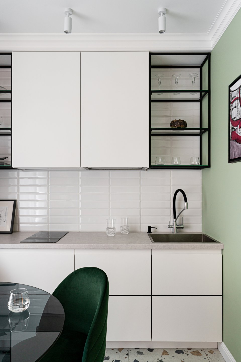 cuisine sol terrazzo murs verts studio 38m2 cuisine sol terrazzo murs verts studio 38m2
