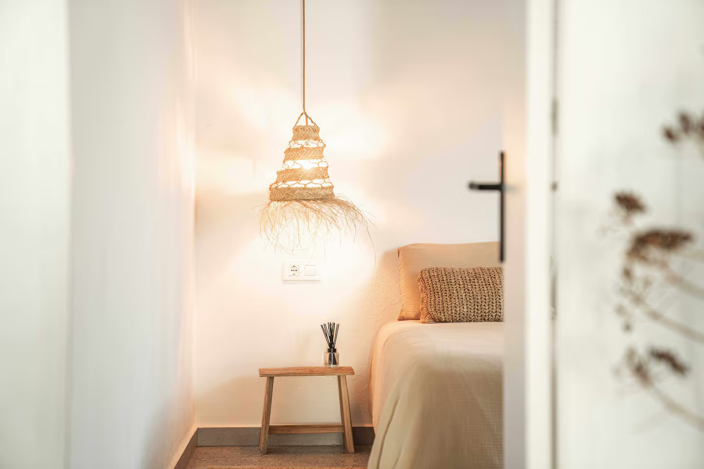 chambre décoration naturelle Villa Tord Baléares