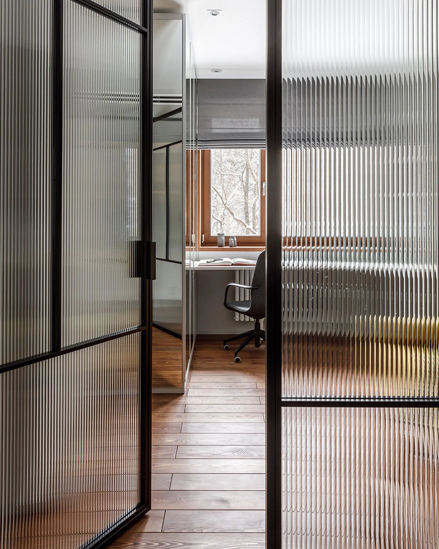 bureau porte vitre cannelée