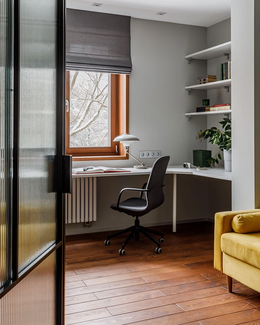 bureau porte vitrée cannelée