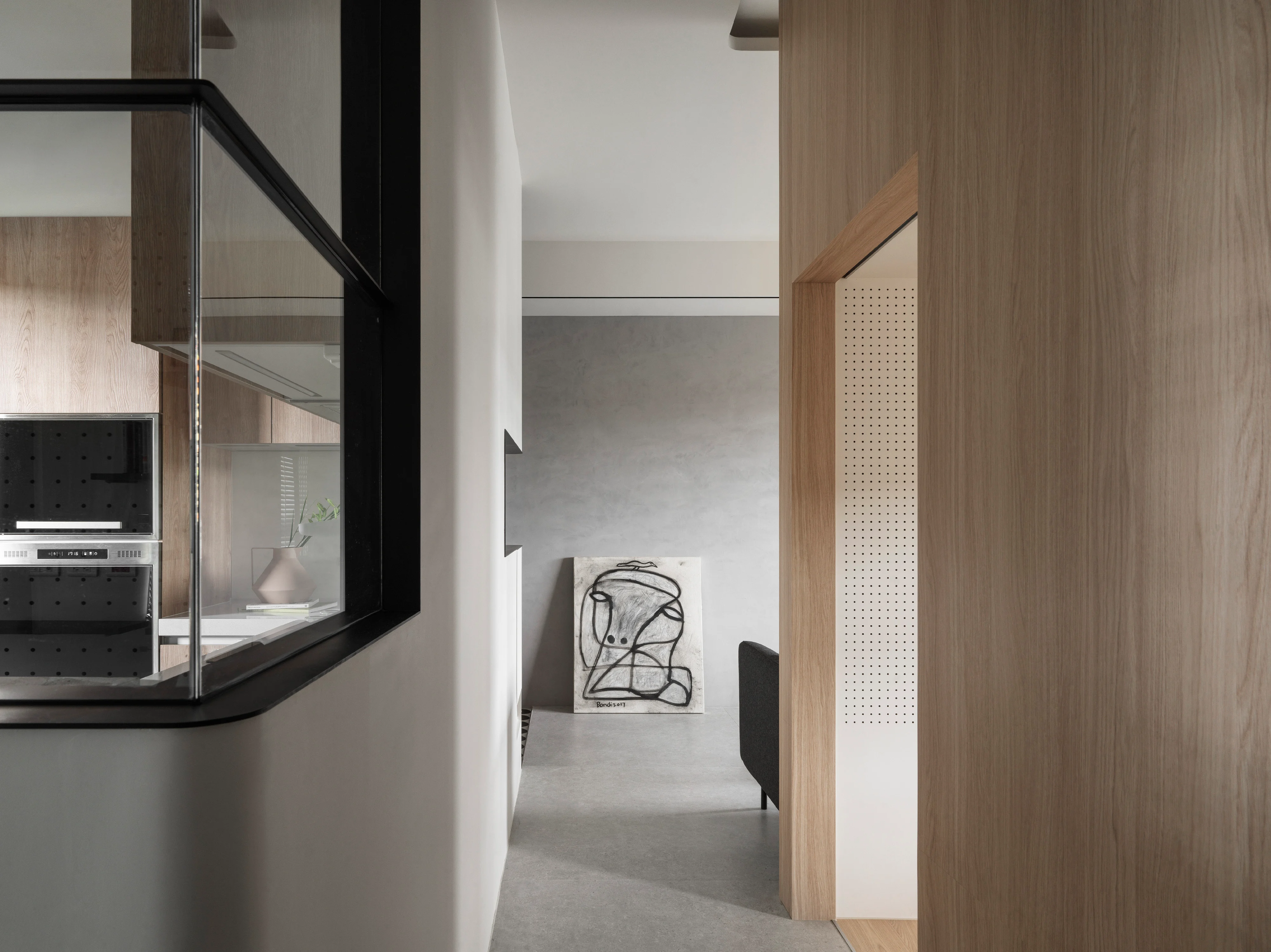couloir mur bois