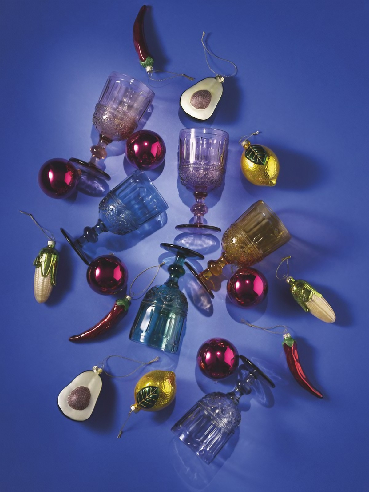 verres à pied colorés 