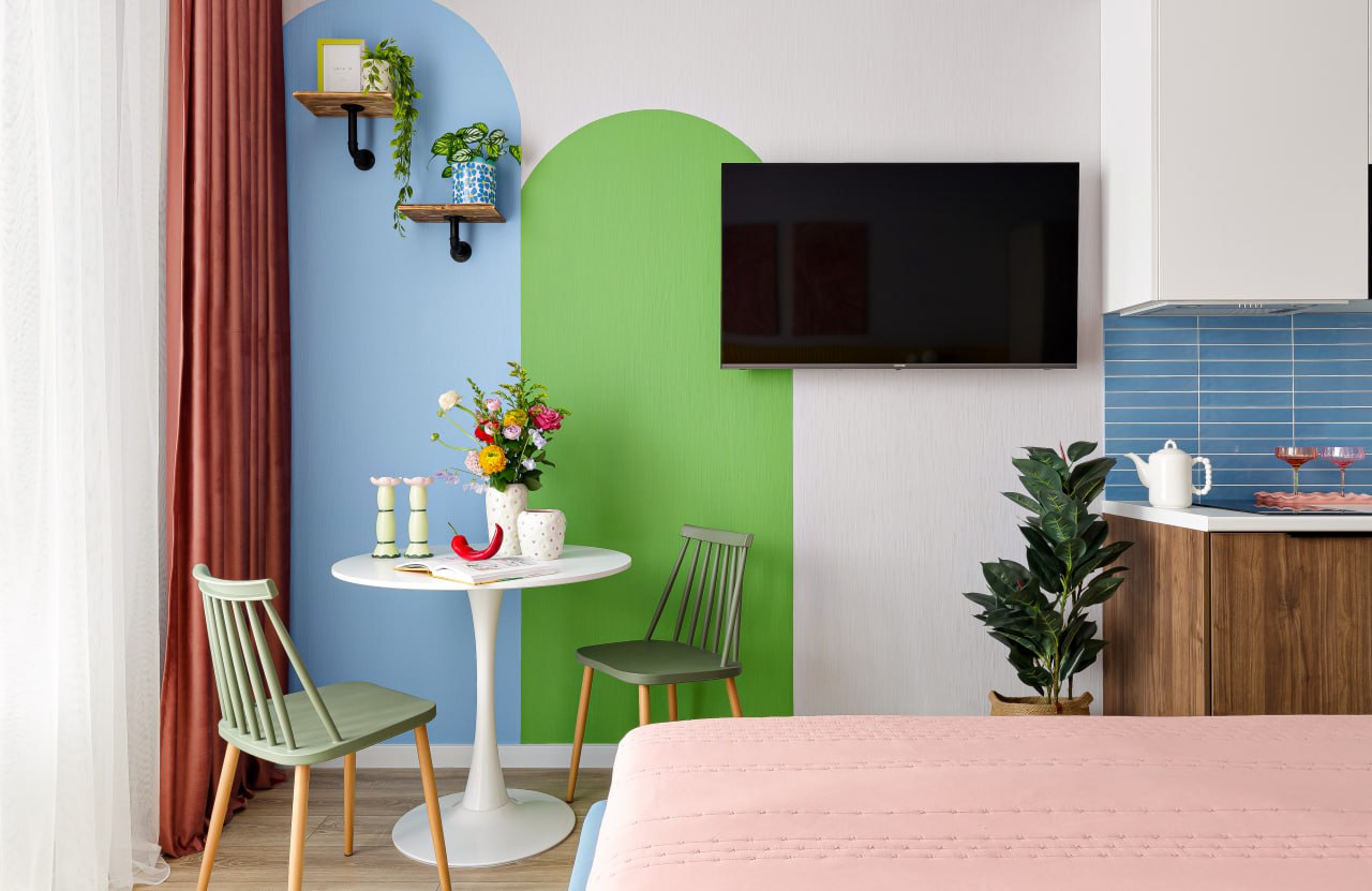 petit studio 26m2 décoration colorée style Memphis petit studio 26m2 décoration colorée style Memphis