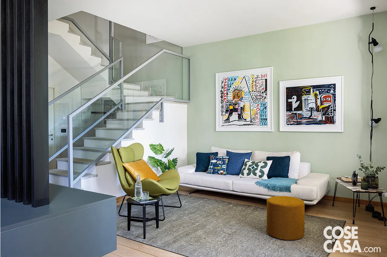 salon avec escalier moderne mur vert décoration design salon avec escalier moderne mur vert décoration design