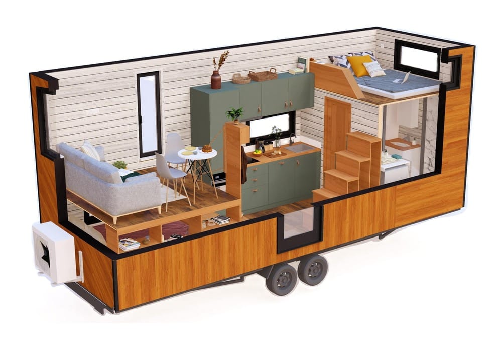 plan 3D tiny house 19m2 Tiny Getaway Eco Tiny House plan 3D tiny house 19m2 Tiny Getaway Eco Tiny House