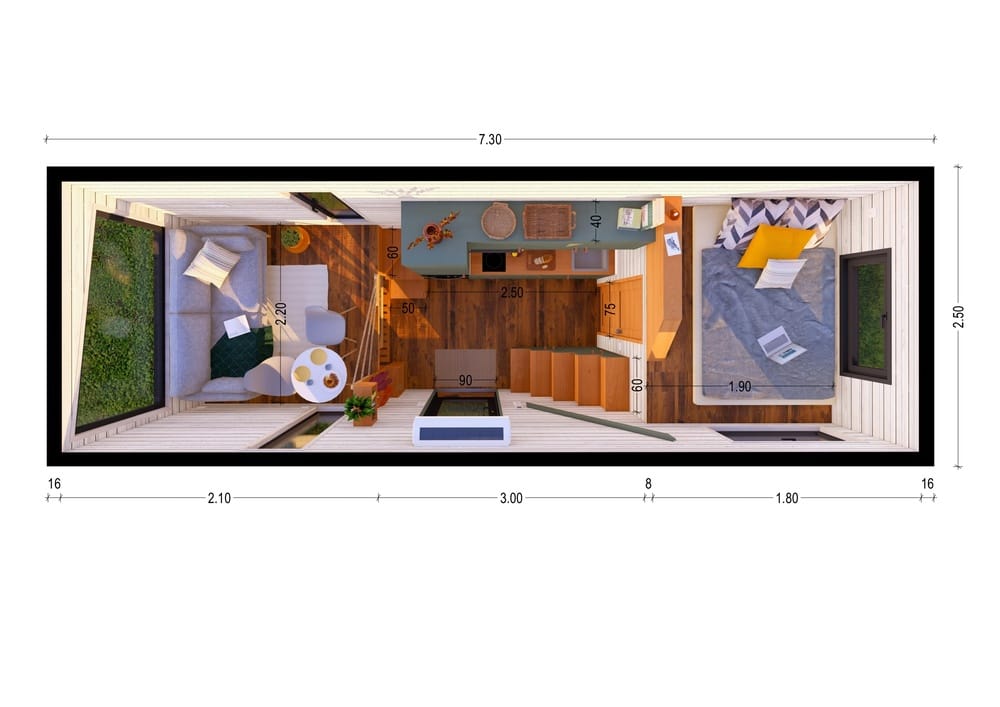plan 2D tiny house 19m2 Tiny Getaway Eco Tiny House plan 2D tiny house 19m2 Tiny Getaway Eco Tiny House