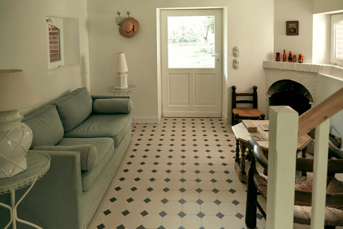 salon sol cabochons décoration campagne chic Chalet Olivet salon sol cabochons décoration campagne chic Chalet Olivet