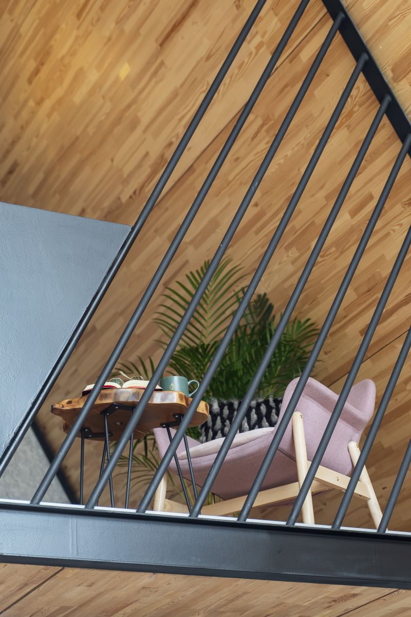 mezzanine maison A-Frame 82m2 décoration contemporaine