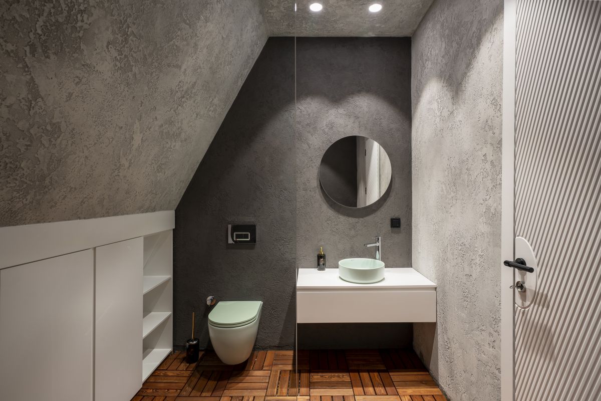salle de bain design grise