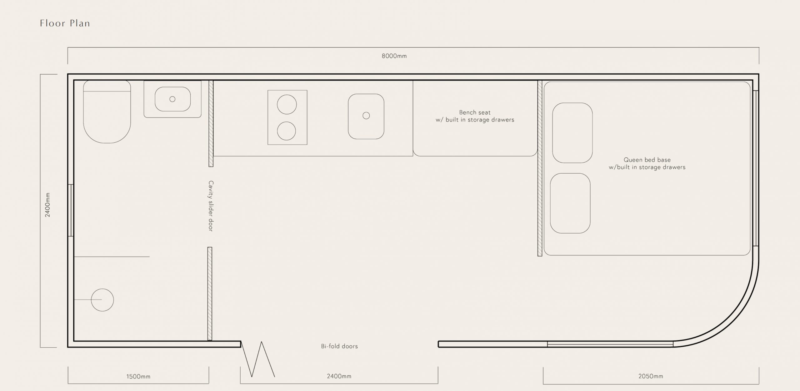 plan tiny house 19m2 Harper par Black Clay