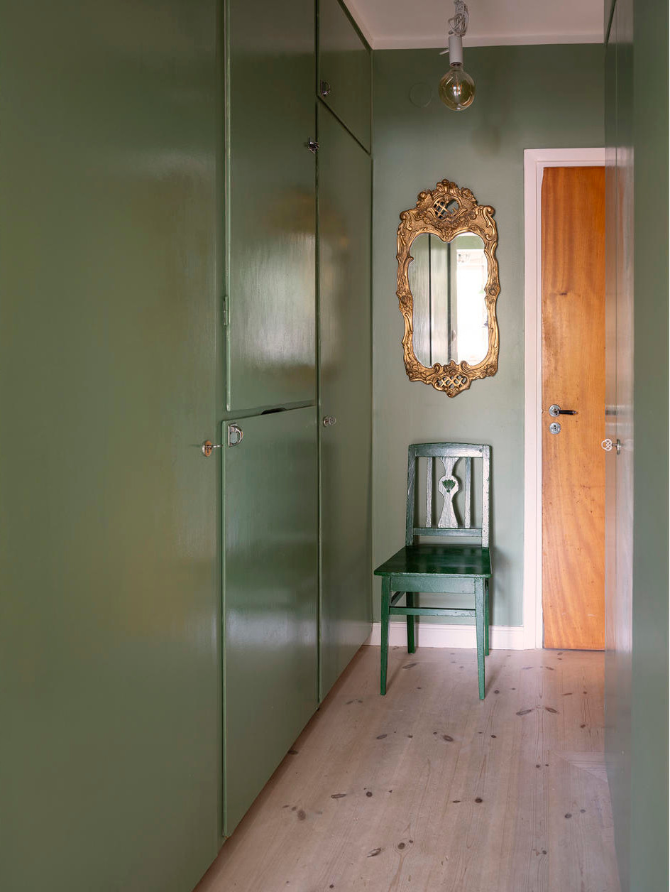 entrée murs verts
