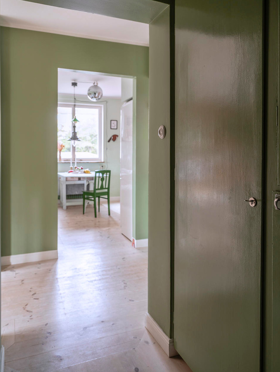 entrée murs verts