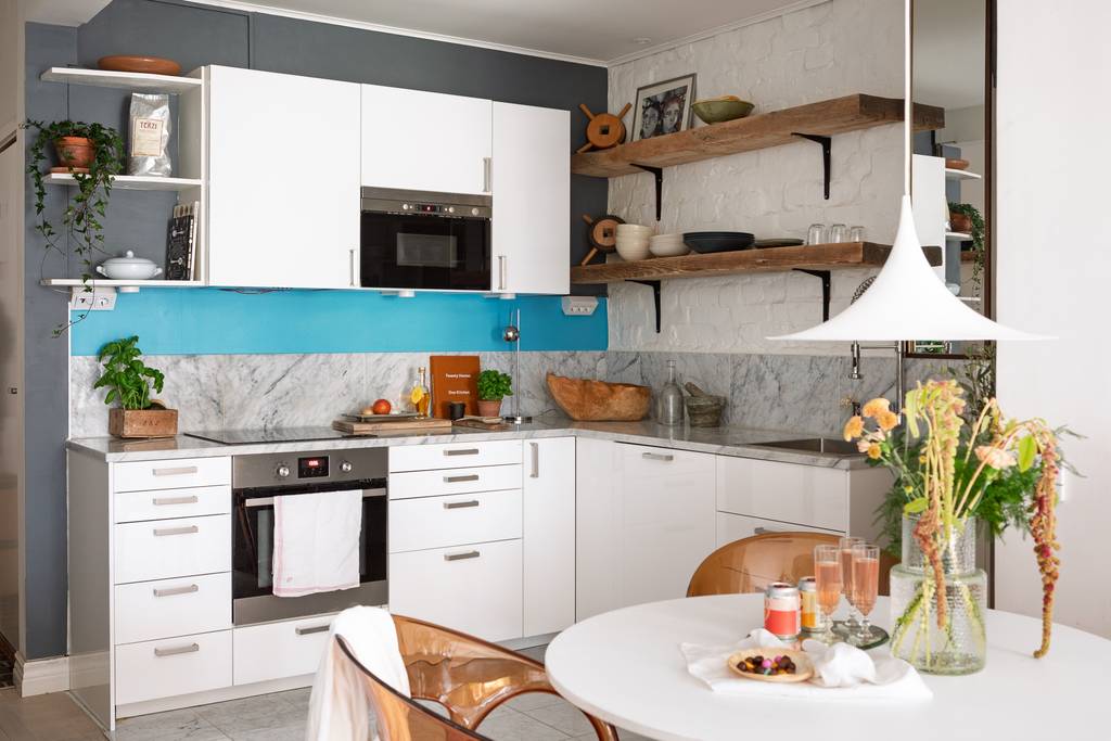 cuisine ouverte et salle à manger appartement 54m2 décoration scandinave et design