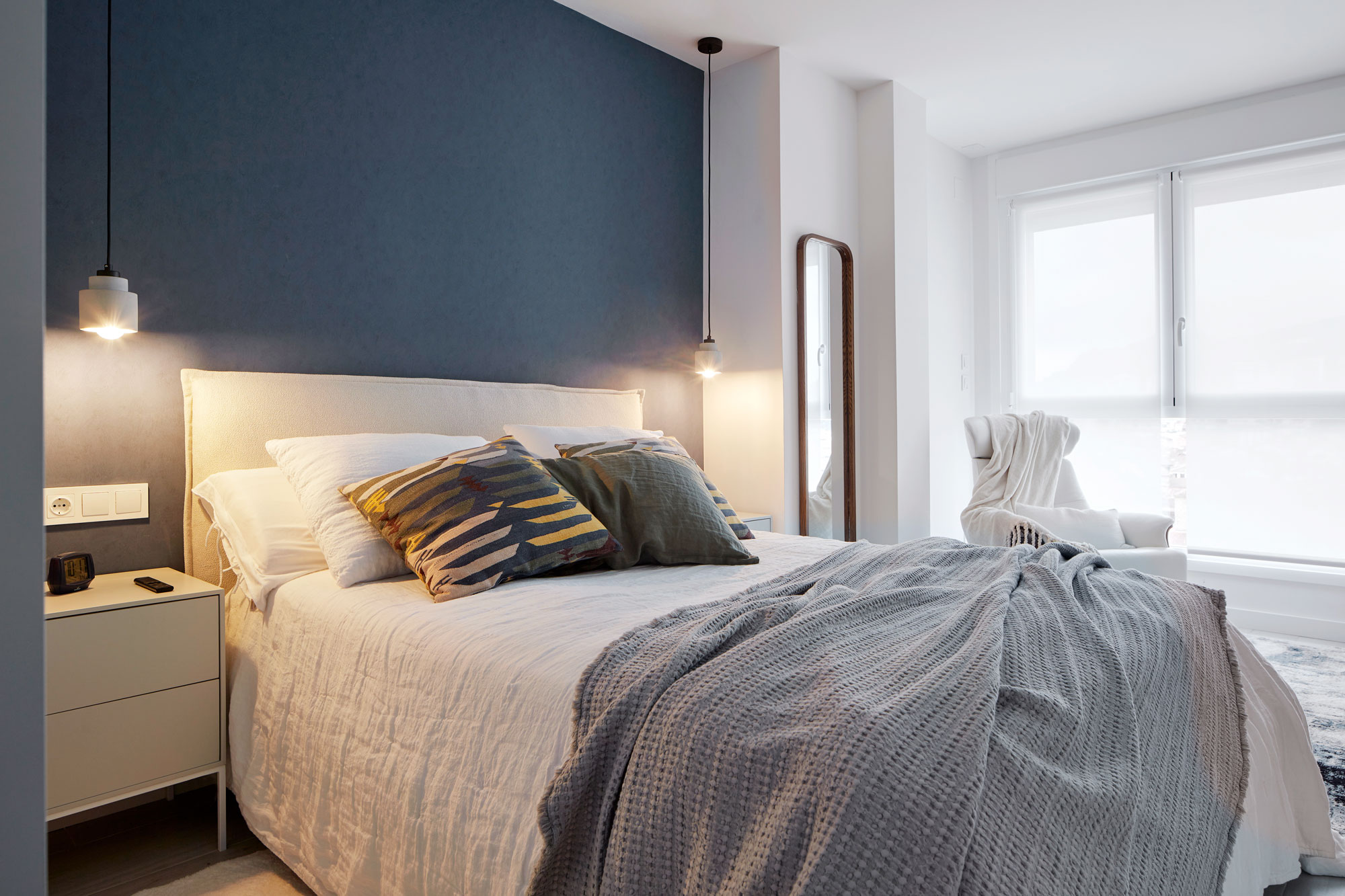 chambre bleue décoration contemporaine