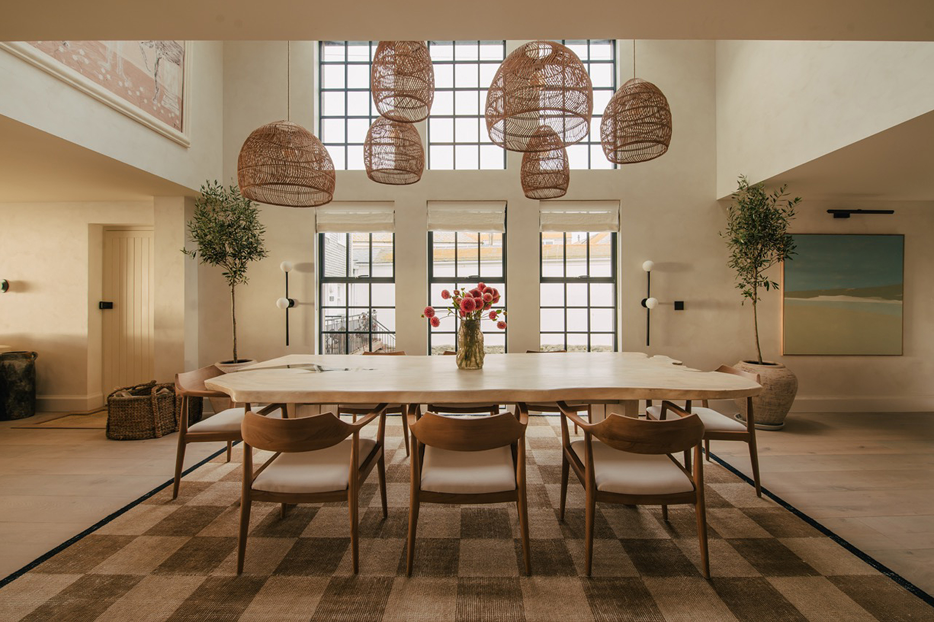 salle à manger décoration contemporaine avec baie vitrée double hauteur salle à manger décoration contemporaine avec baie vitrée double hauteur