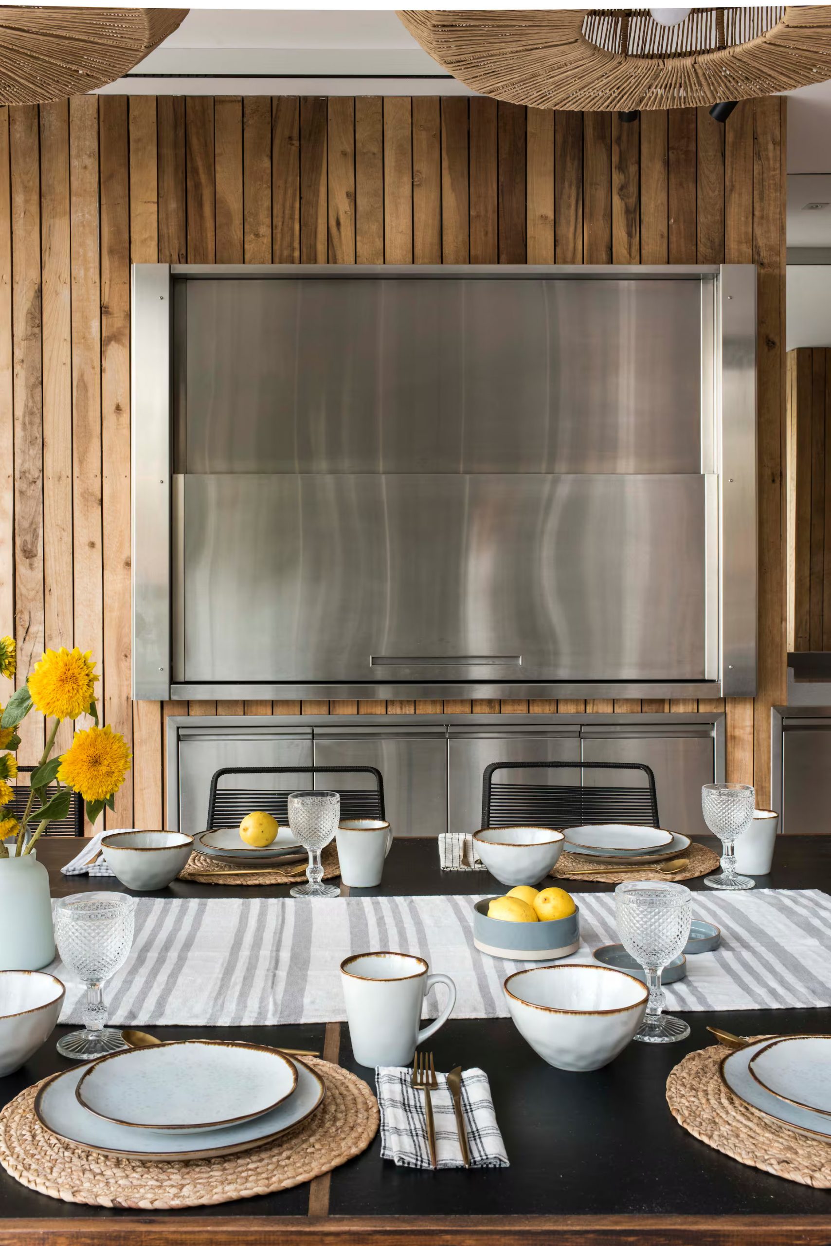 cuisine ouverte inox et bois avec îlot maison contemporaine cuisine ouverte inox et bois avec îlot maison contemporaine