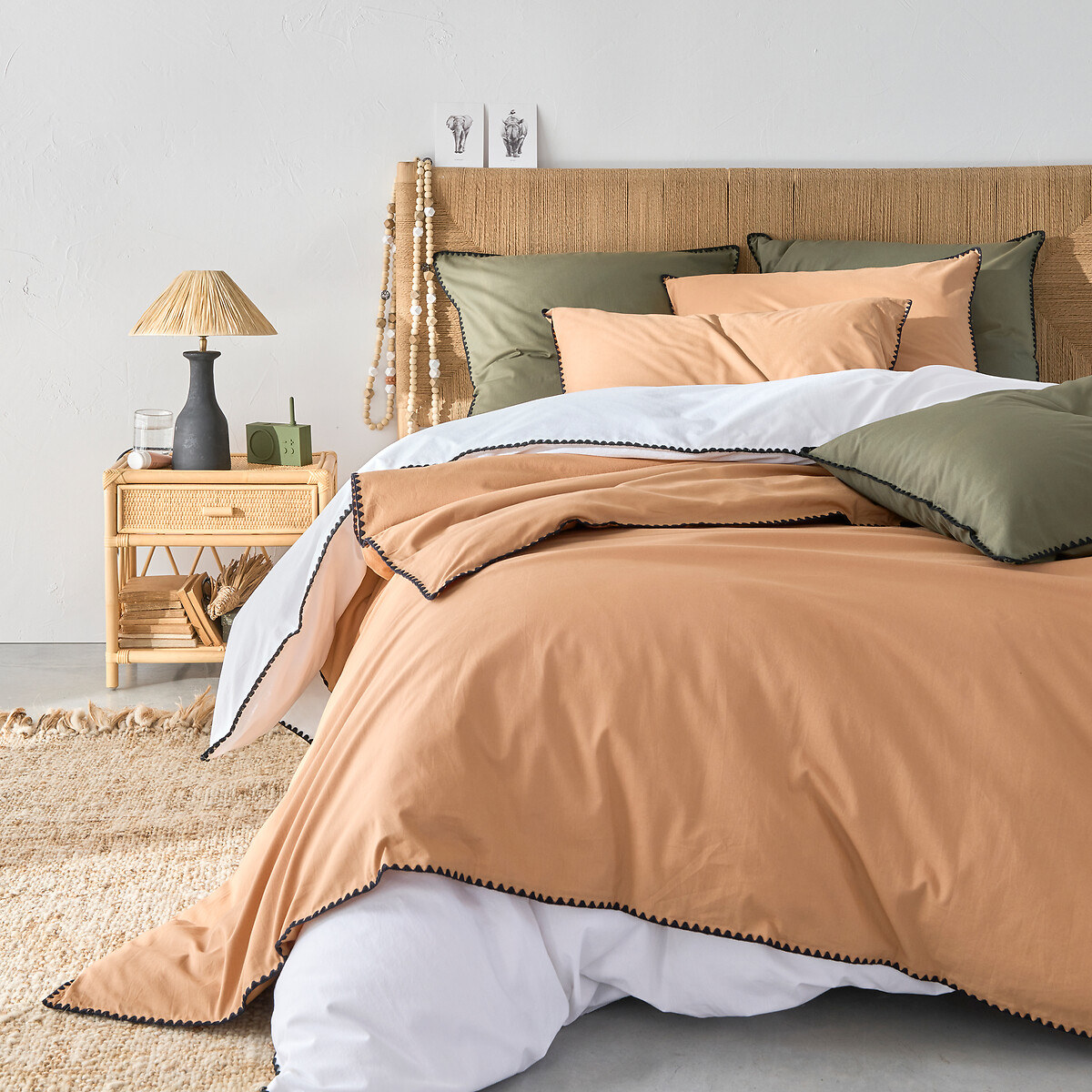 chambre La Redoute verte et terracotta
