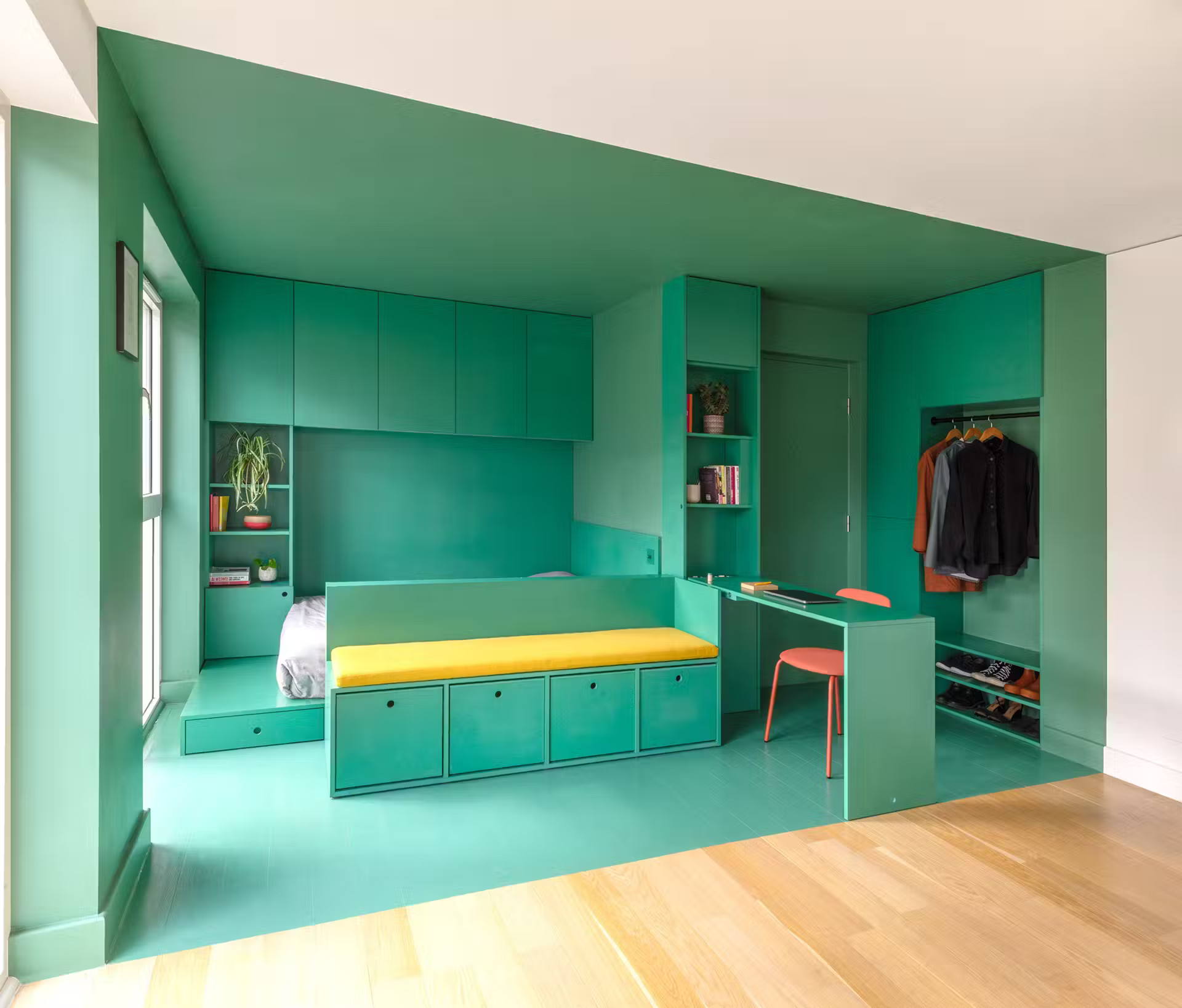 studio 29m2 décoration design verte intérieur modulable studio 29m2 décoration design verte intérieur modulable