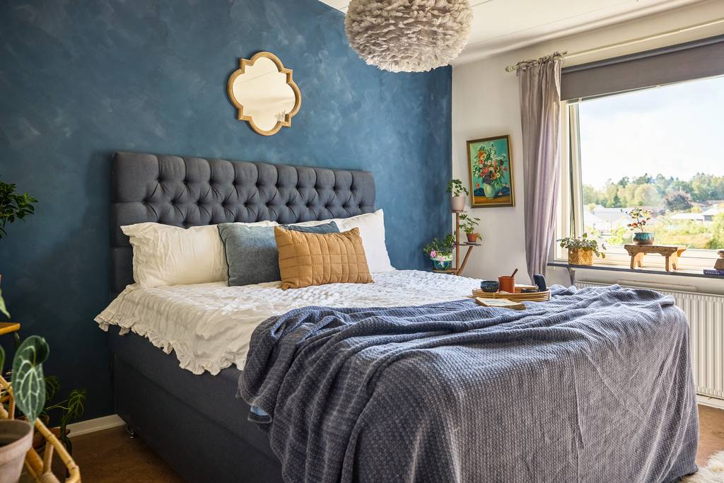 chambre décoration classique bleue
