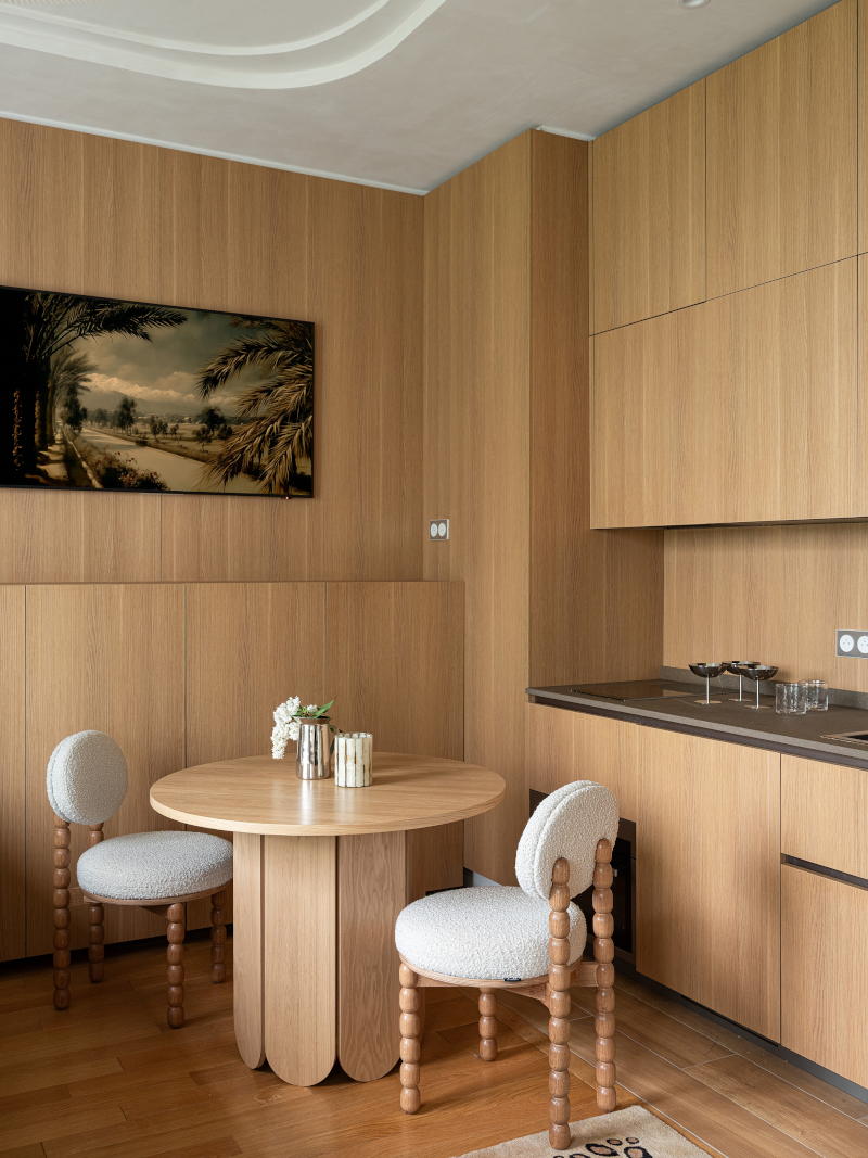 cuisine bois studio 29m2 à Paris décoration contemporaine cuisine bois studio 29m2 à Paris décoration contemporaine