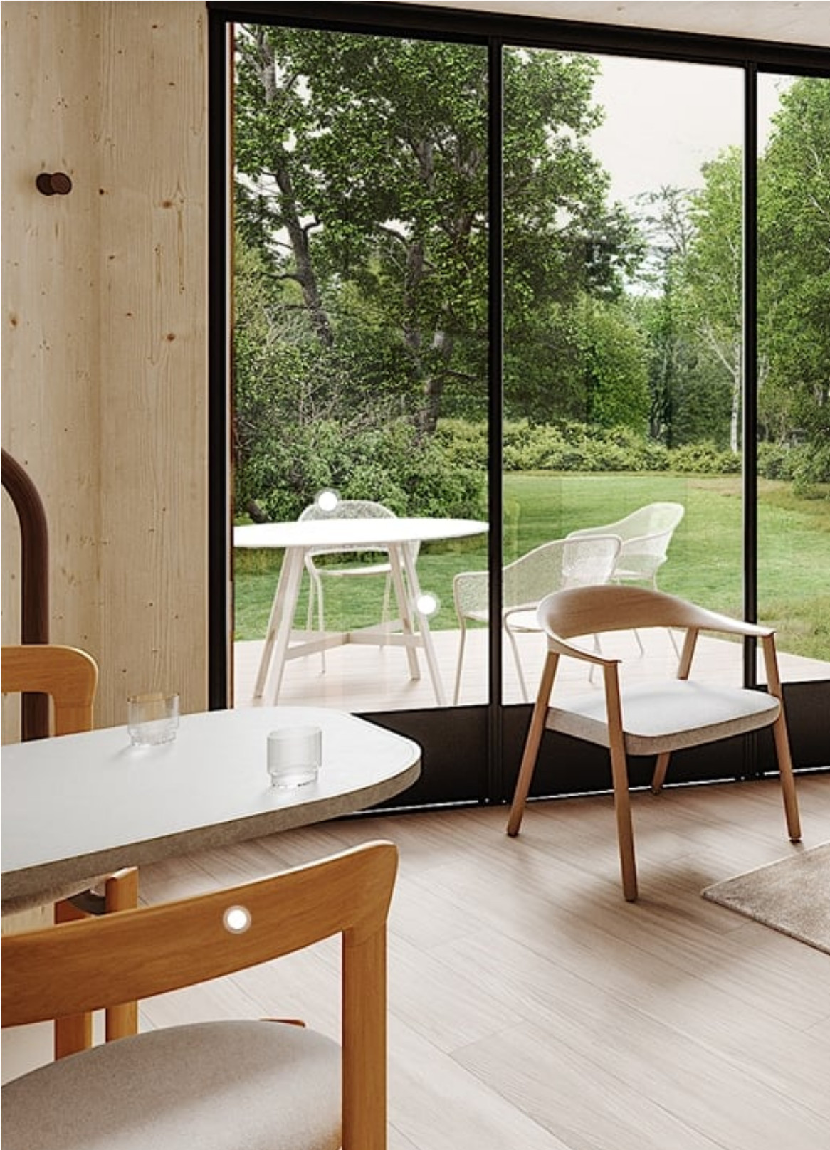 salon avec baie vitrée maison de designer de 80m2 Greenkub x Patrick Jouin