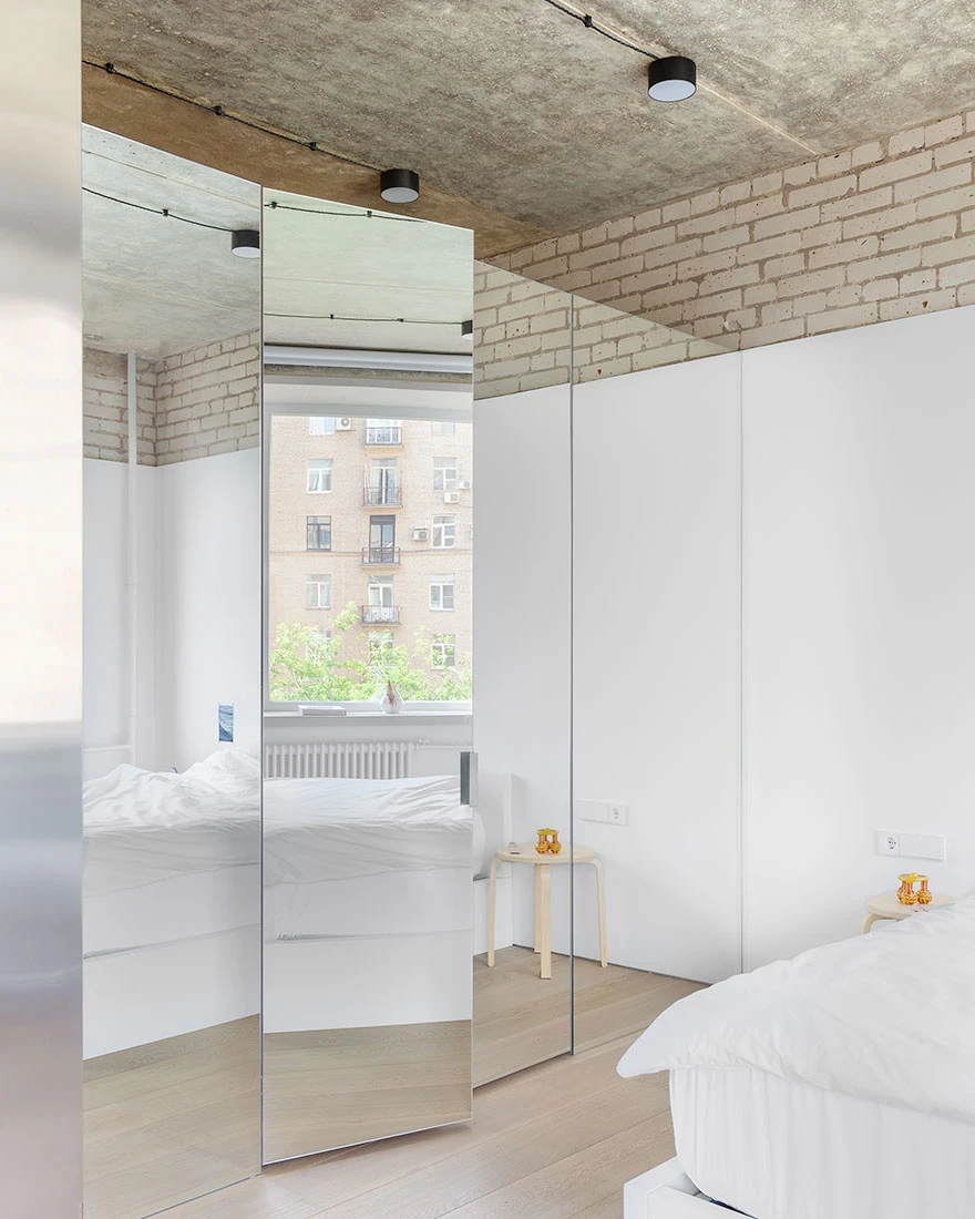 chambre avec placard miroir appartement 50m2 design