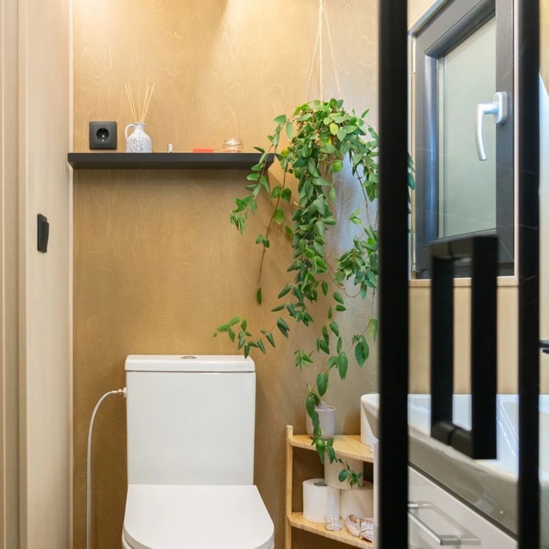 salle de bain murs bois