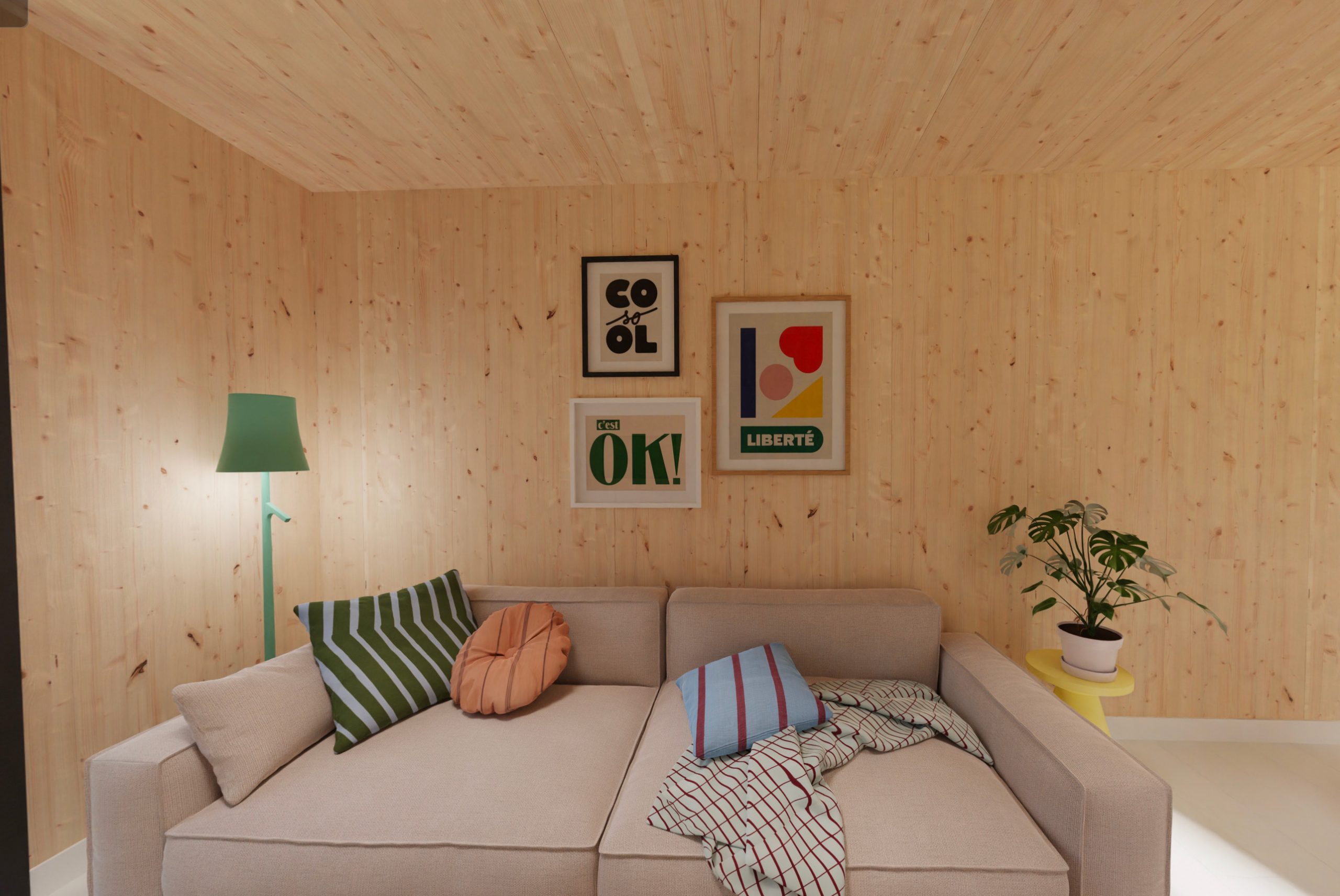 salon maison en bois décoration contemporaine