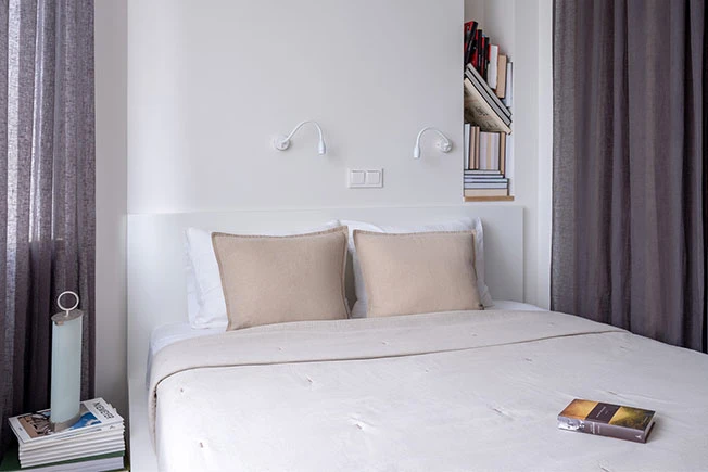 chambre avec claustra bois appartement 39m2 décoration contemporaine