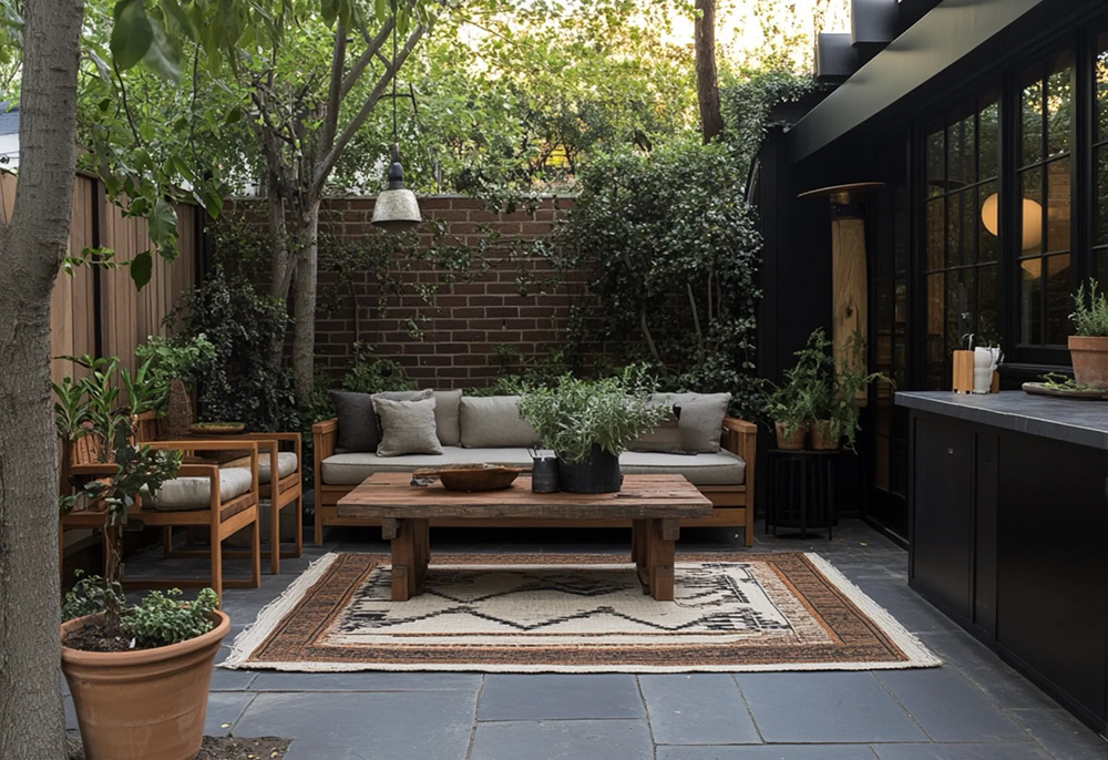 patio aménagé avec mur de briques patio aménagé avec mur de briques