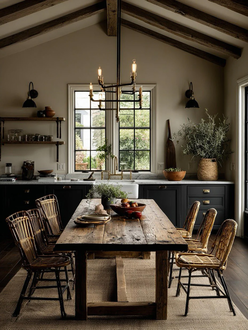 cuisine avec salle à manger avec poutres décoration rustique chic cuisine avec salle à manger avec poutres décoration rustique chic