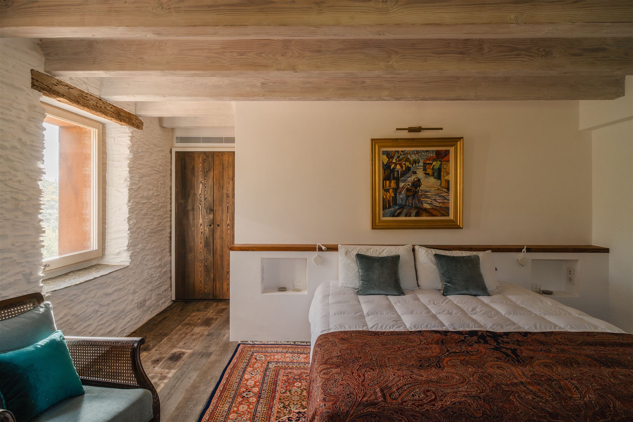 chambre avec poutres décoration rustique chic