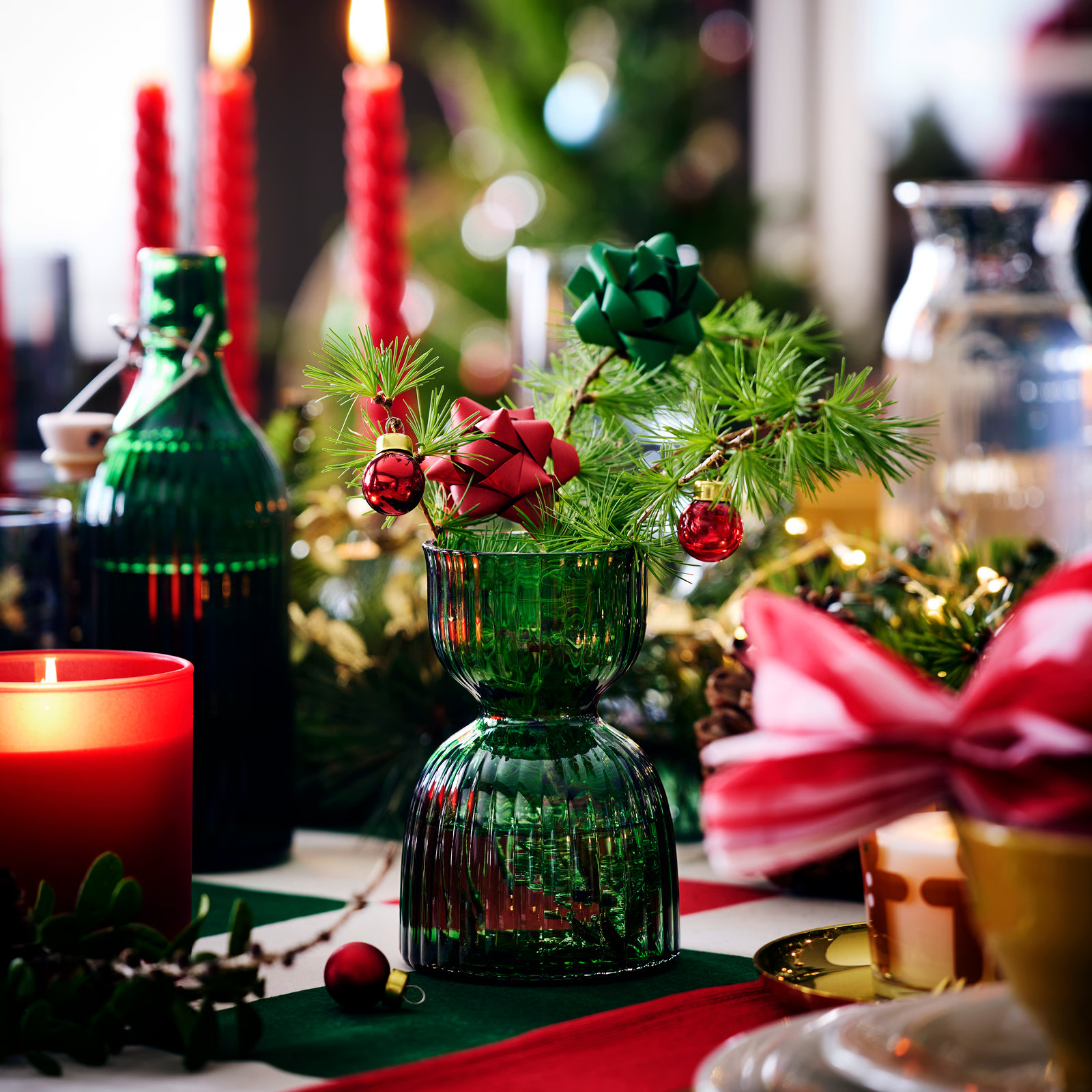 vase verre transparent vert décoration Noël