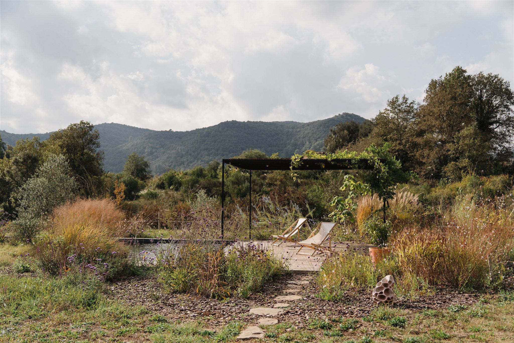 piscine avec pergola entourée de verdure piscine avec pergola entourée de verdure
