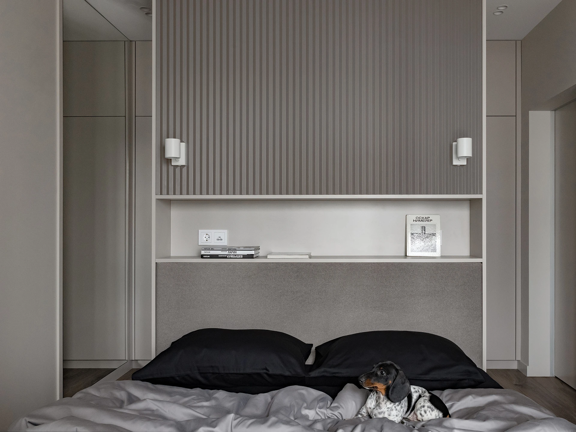 chambre deux-pièces design 59m2 décoration grise chambre deux-pièces design 59m2 décoration grise