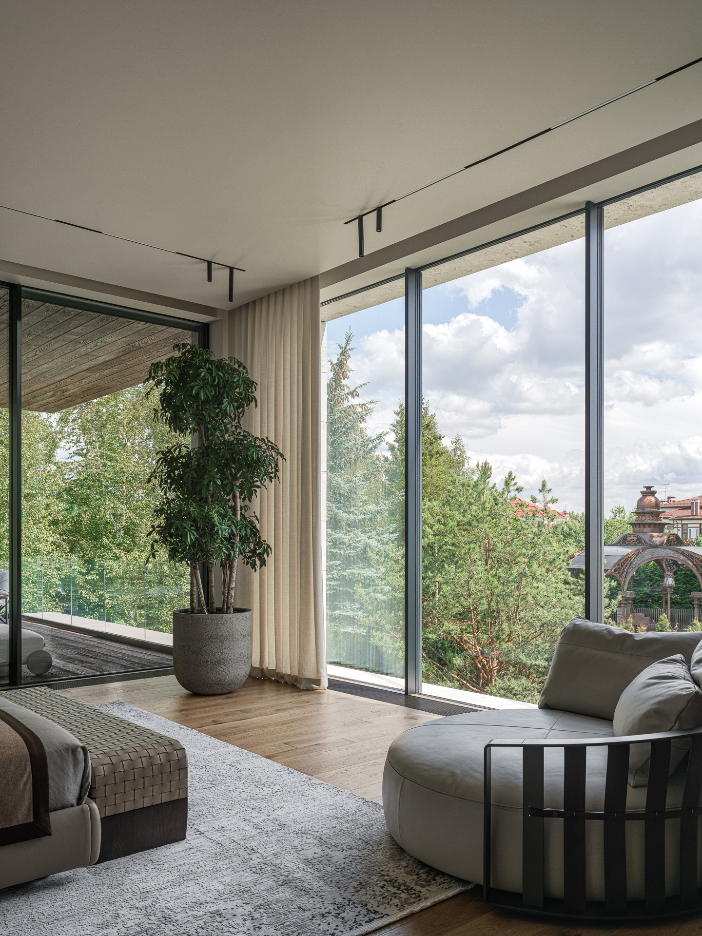 chambre avec baie vitrée décoration contemporaine