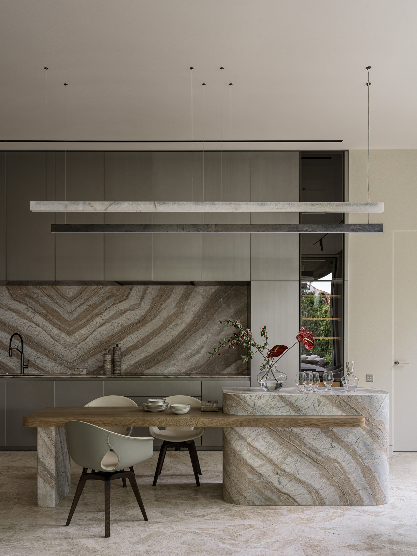 cuisine avec îlot décoration contemporaine