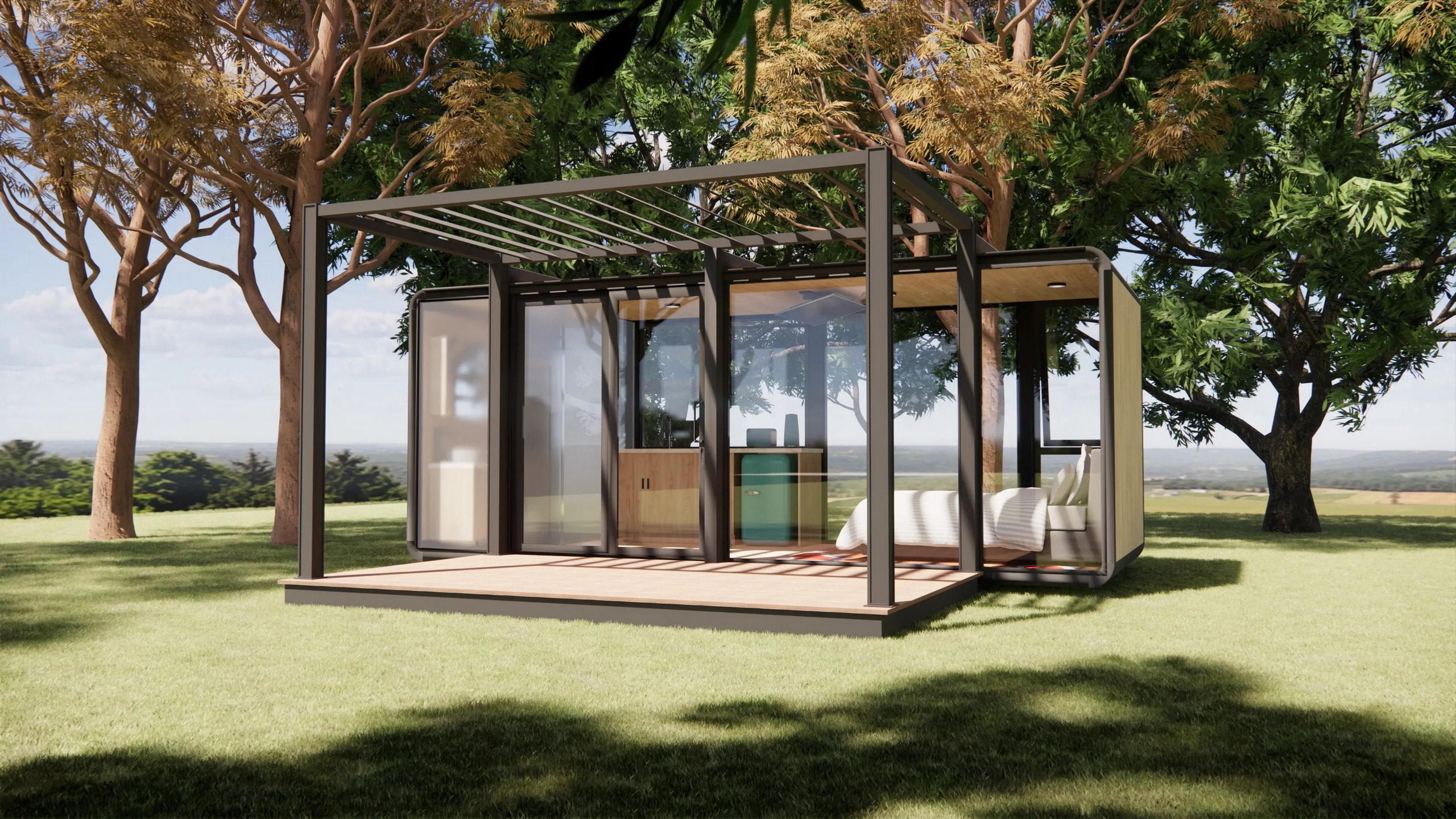 petite maison compacte 14m2 au design vitré par Elsewhere Pods petite maison compacte 14m2 au design vitré par Elsewhere Pods