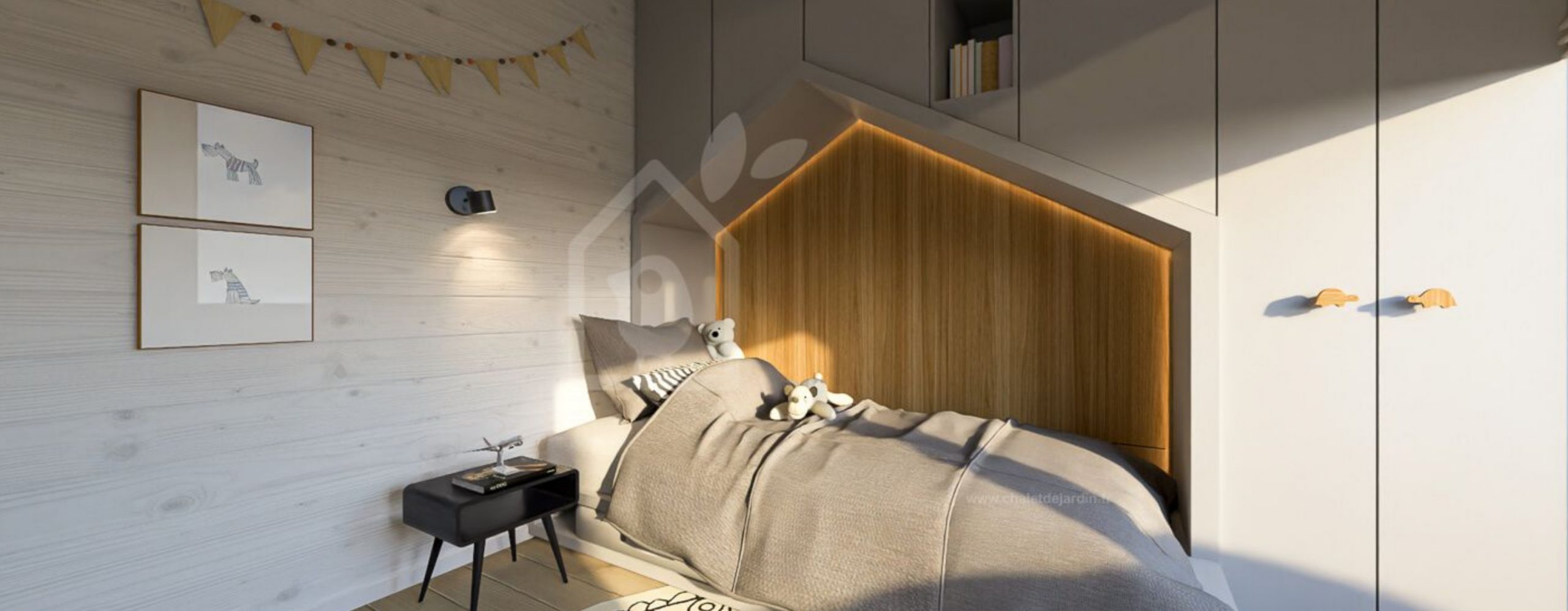 chambre enfant petite maison en bois contemporaine de 42m2 par Chalet de Jardin chambre enfant petite maison en bois contemporaine de 42m2 par Chalet de Jardin