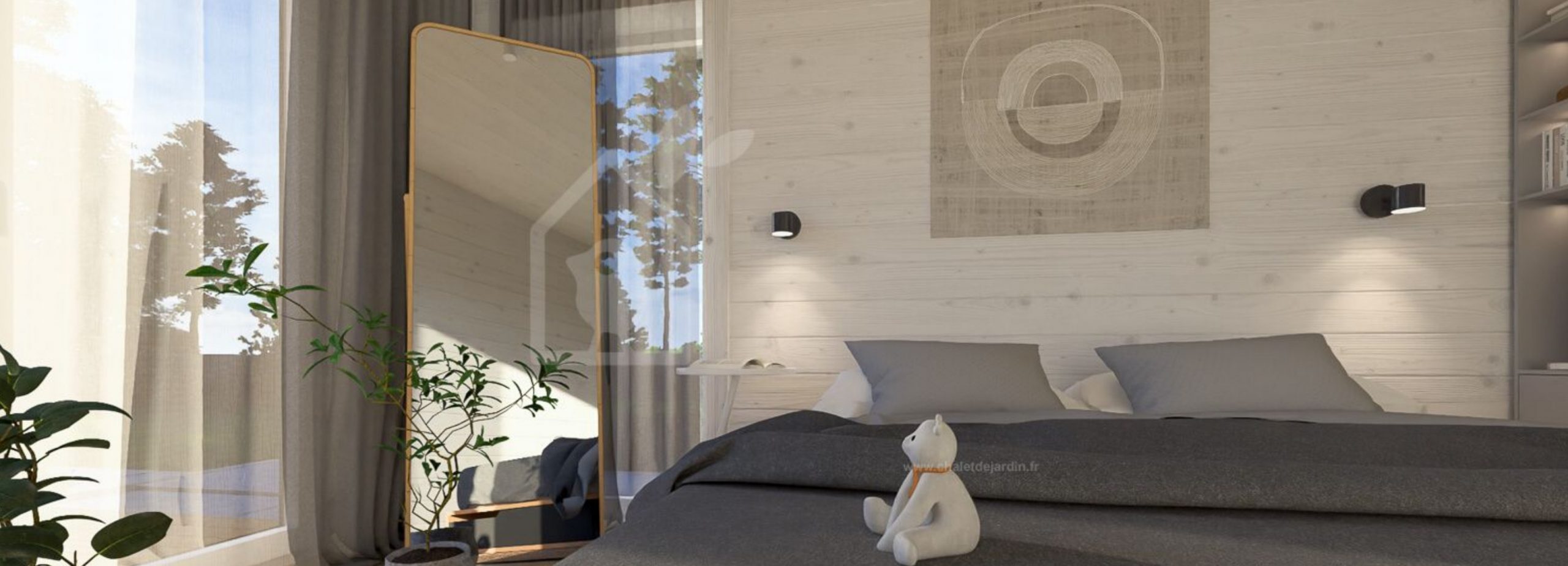 chambre petite maison en bois contemporaine de 42m2 par Chalet de Jardin chambre petite maison en bois contemporaine de 42m2 par Chalet de Jardin