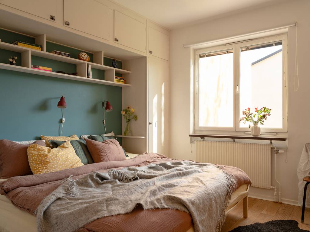 chambre avec meuble pont mur bleu décoration vintage et scandinave chambre avec meuble pont mur bleu décoration vintage et scandinave