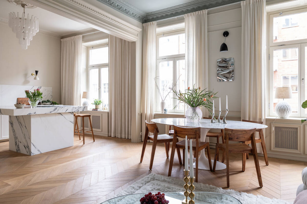 salon appartement ancien avec moulures et cuisine ouverte décoration contemporaine salon appartement ancien avec moulures et cuisine ouverte décoration contemporaine