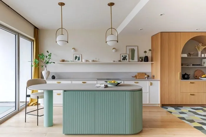 cuisine Art Déco moderne et familiale décoration colorée maison Londres Notting Hill