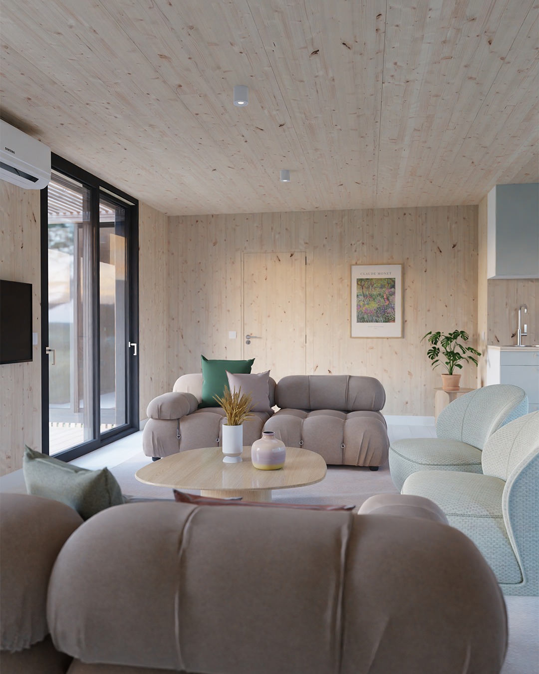 salon maison en bois préfabriquée française Greenkub salon maison en bois préfabriquée française Greenkub