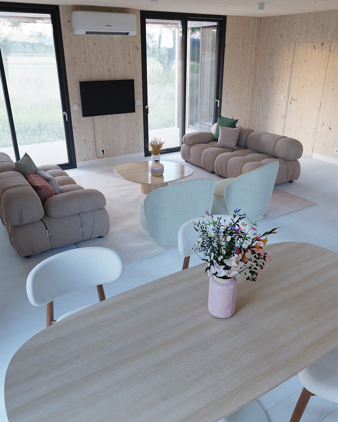 salon maison en bois préfabriquée française Greenkub salon maison en bois préfabriquée française Greenkub