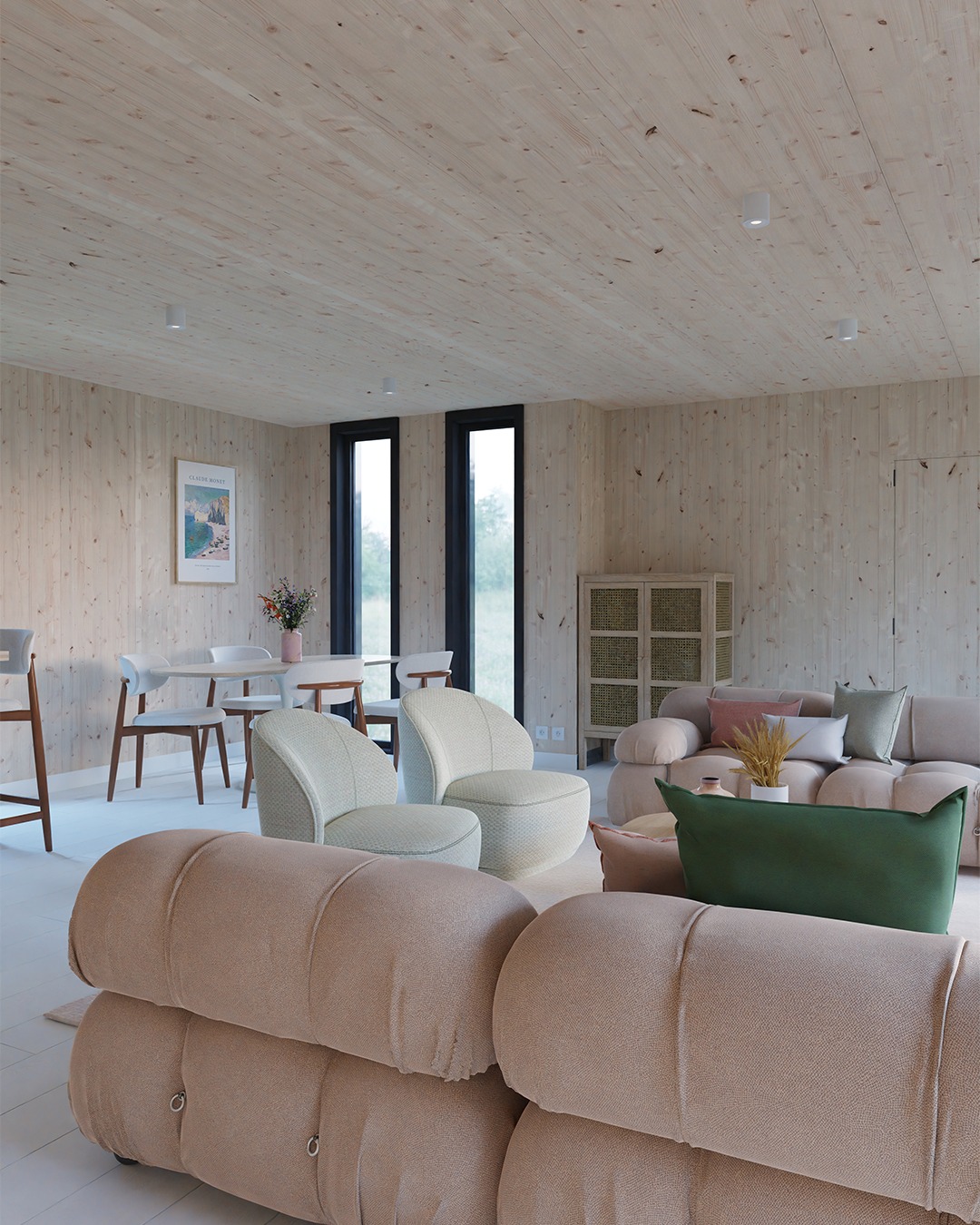 salon maison en bois préfabriquée française Greenkub salon maison en bois préfabriquée française Greenkub