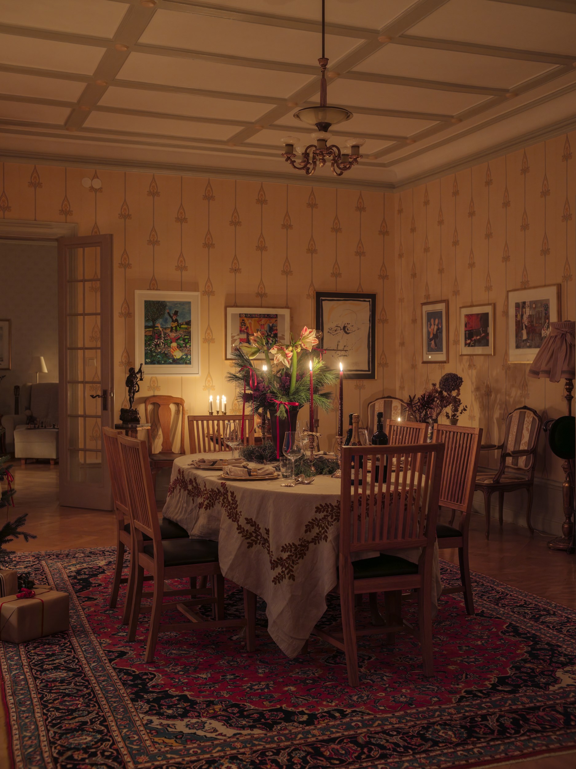 salle à manger décoration classique chic de Noël salle à manger décoration classique chic de Noël