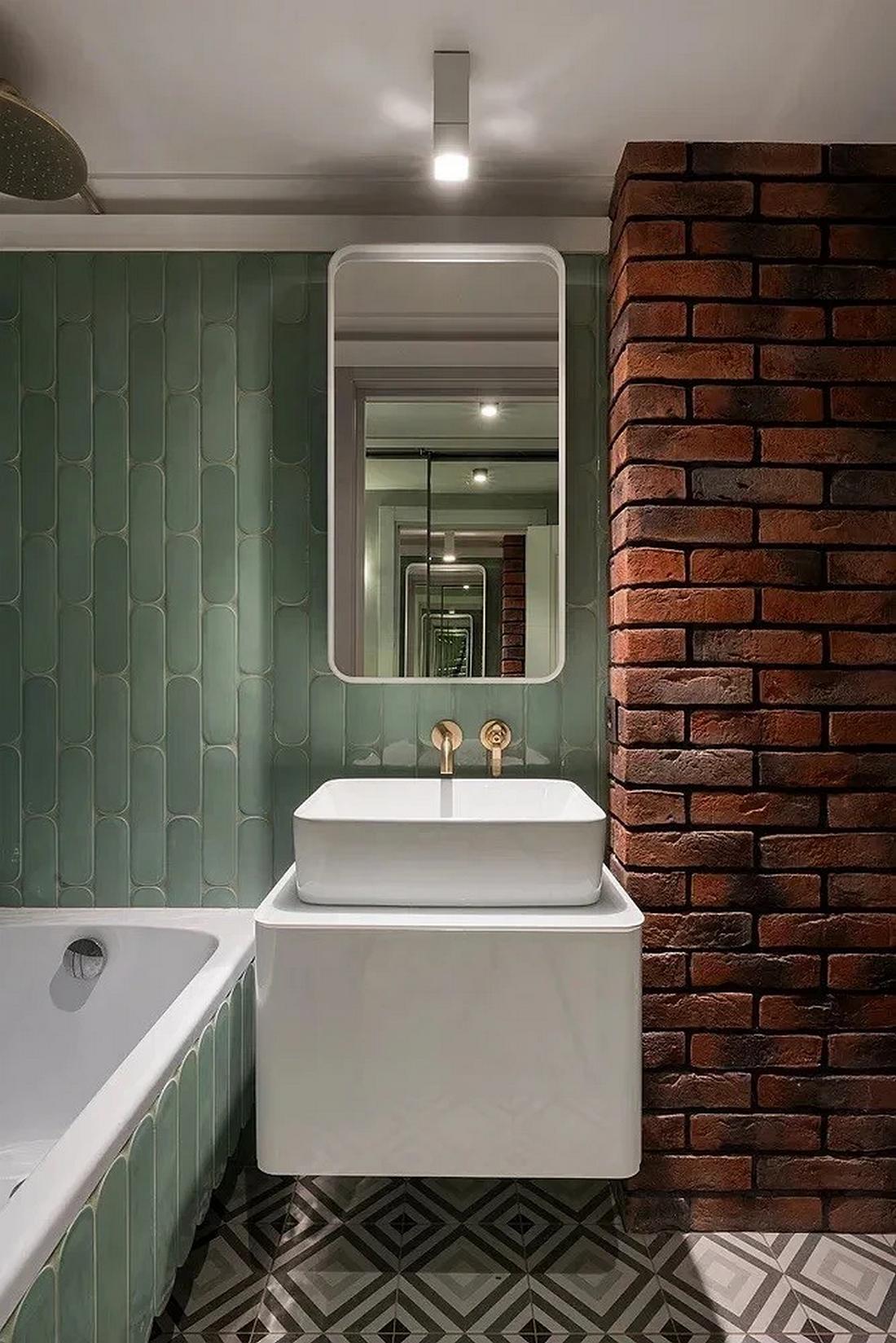 salle de bain carrelage vert studio atypique de 29m2 décoration colorée et vintage salle de bain carrelage vert studio atypique de 29m2 décoration colorée et vintage