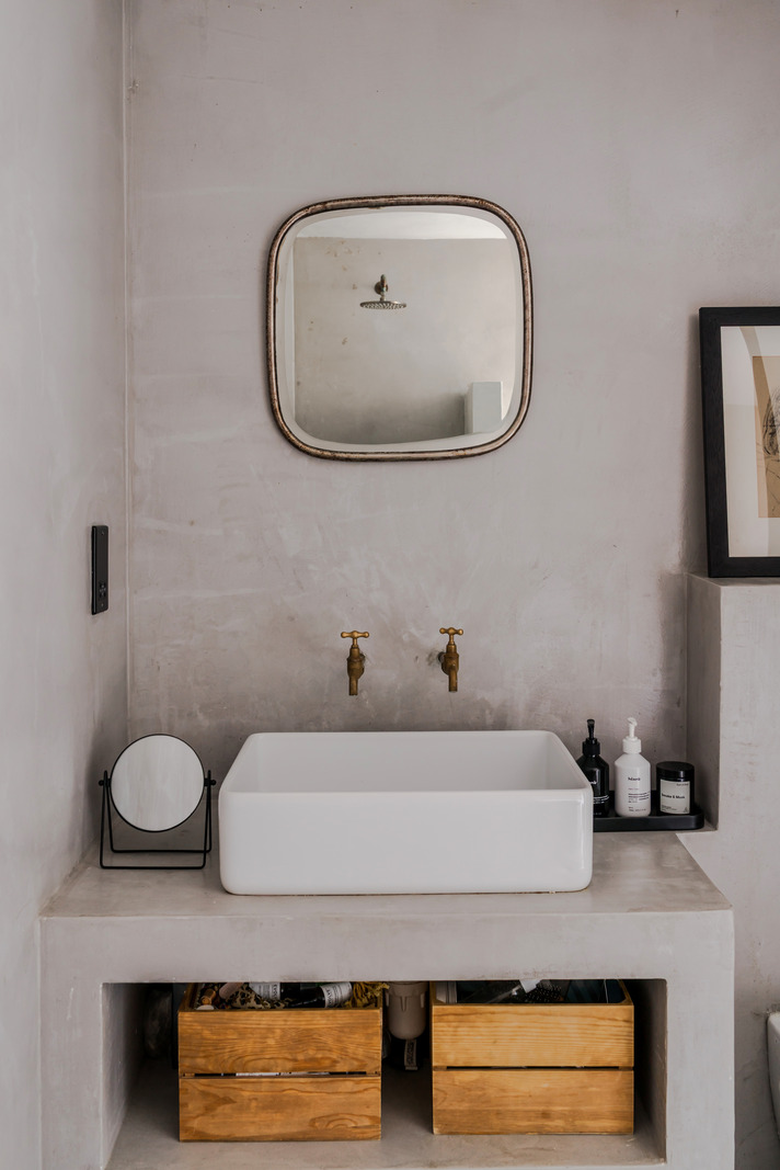 salle de bain murs microciment petite maison de ville Londres